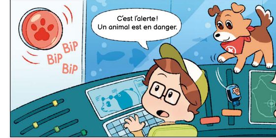 La BD d'alerte du carnet de mission : au Club Animalia, l'alarme sonne et Léo apprend qu'un animal est en danger.